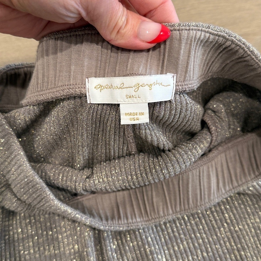 SPIRITUAL GANGSTER Gray Gold Shimmer Lurex Harem High‎ Rise Jogger Pants Size S - Picture 9 of 10